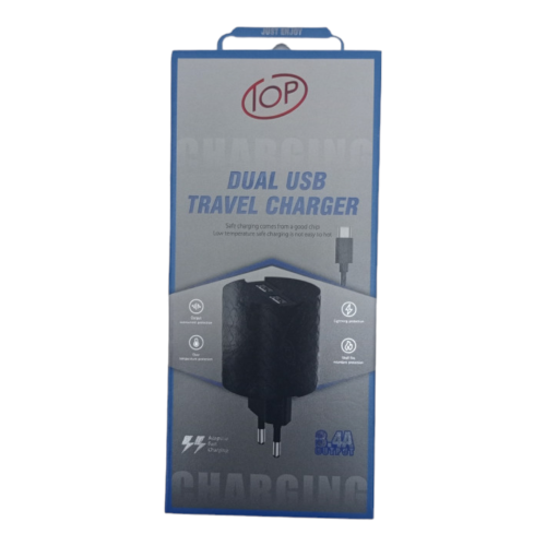 Top dual USB travel fast charger 3.4A output ፈጣን ቻርጀር